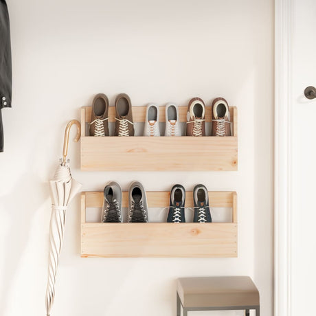 Vidaxl Wall Shoes Racks 2 St 59x9x23 cm Solid fyrretræ
