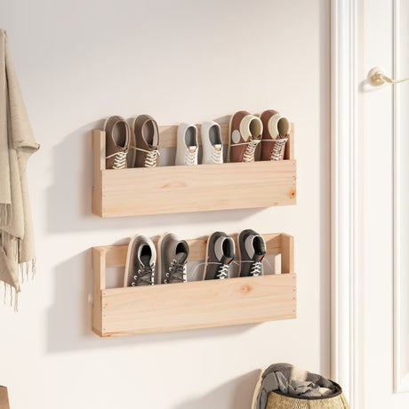 Vidaxl Wall Shoes Racks 2 St 59x9x23 cm Solid fyrretræ