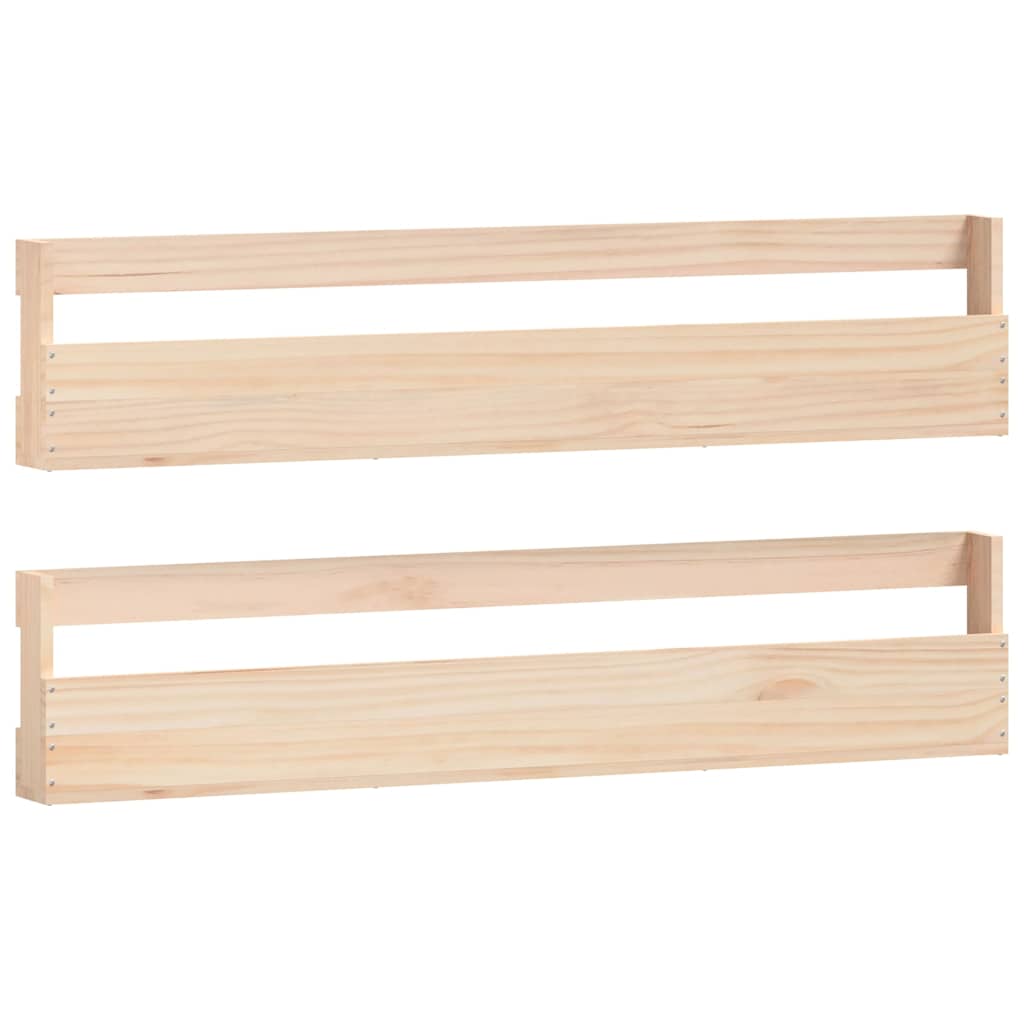 Vidaxl vægsko Racks 2 stk 110x9x23 cm solid fyrretræ