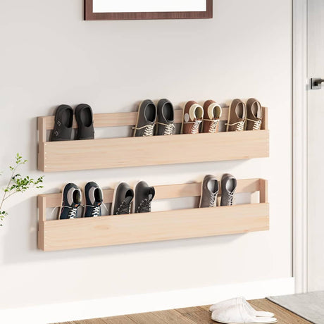 Vidaxl vægsko Racks 2 stk 110x9x23 cm solid fyrretræ