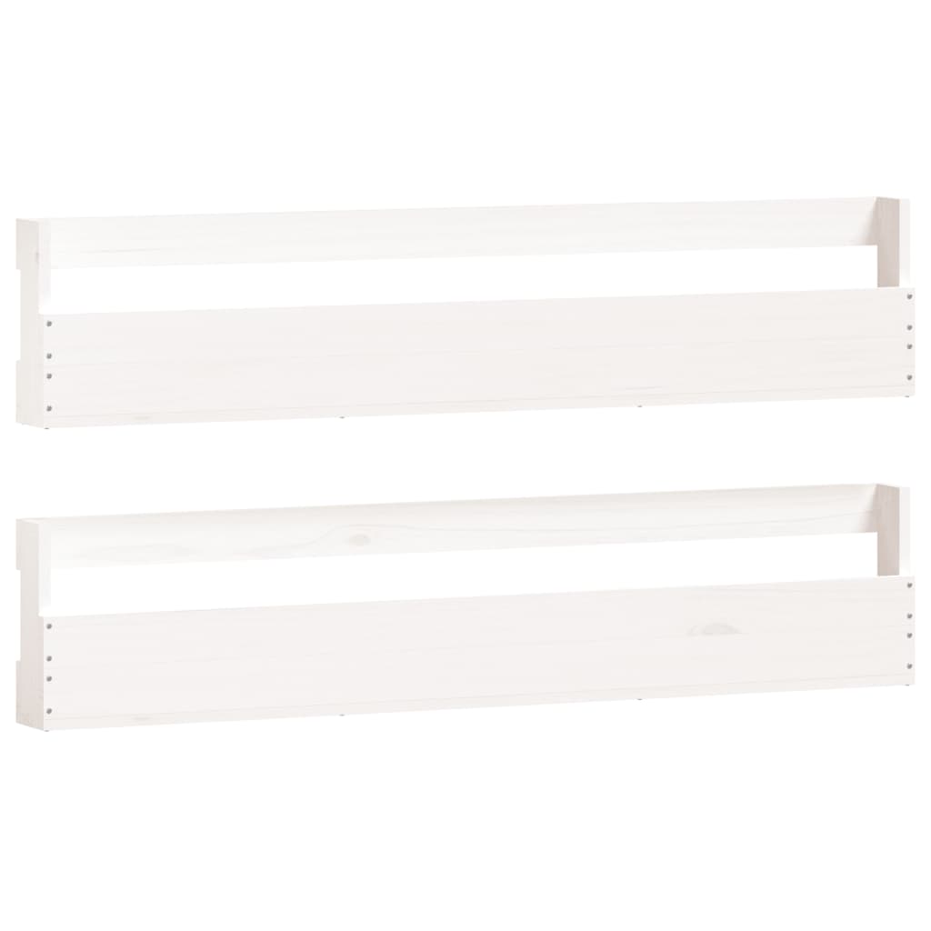 Vidaxl vægsko Racks 2 stk 110x9x23 cm Solid fyrretræ hvid hvid