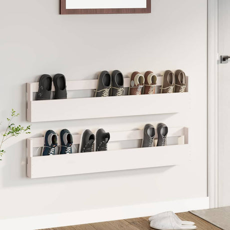 Vidaxl vægsko Racks 2 stk 110x9x23 cm Solid fyrretræ hvid hvid