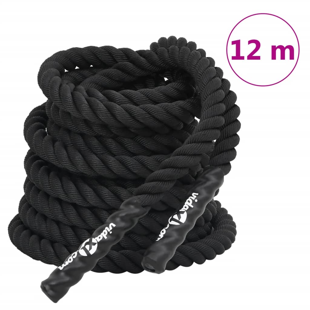 VidaXL battle rope sort 12 m 9 kg polyester
