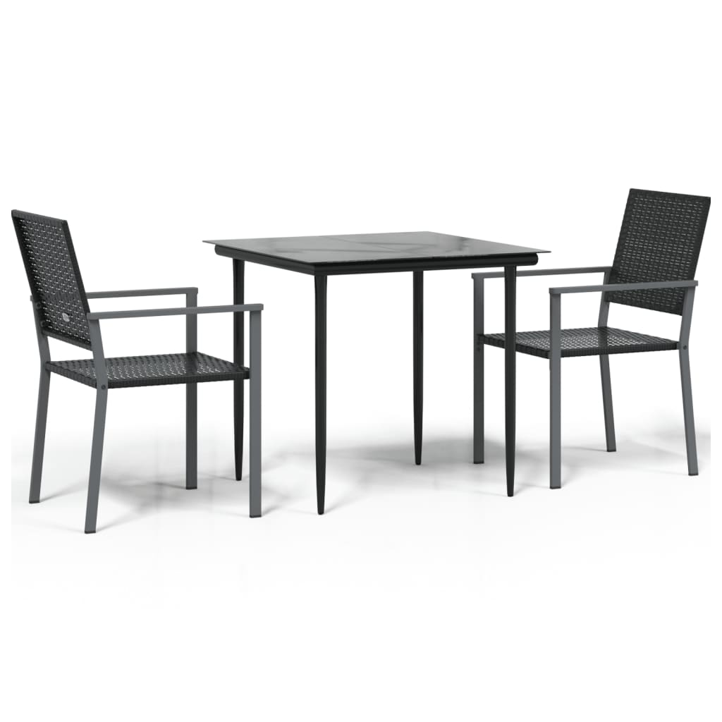 Vidaxl 3-delige tuinset met kussens poly rattan en staal