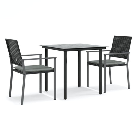 Vidaxl 3-delige tuinset met kussens poly rattan en staal
