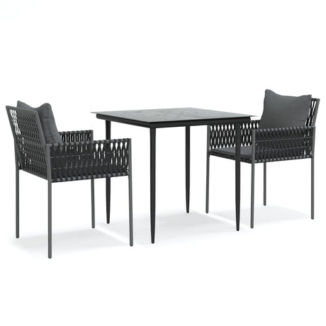 Vidaxl 3-delige tuinset met kussens poly rattan en staal