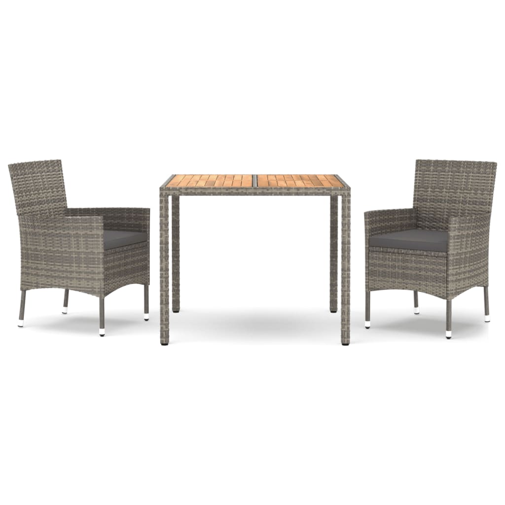 Vidaxl 3-delige tuinset met kussens poly rattan grijs