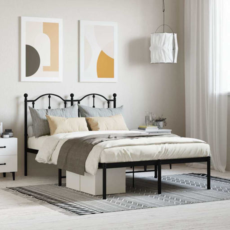 Vidaxl bedframe met hoofdbord metaal zwart 120x200 cm