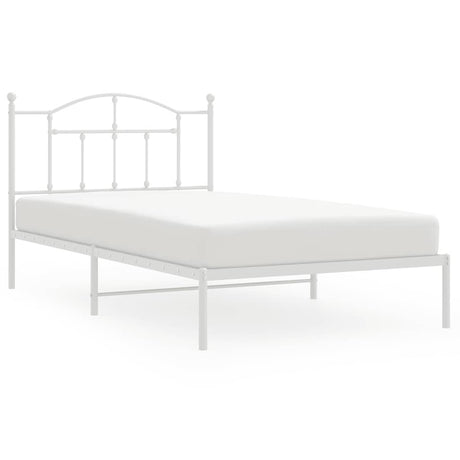 Vidaxl bedframe met hoofdbord metaal wit 107x203 cm