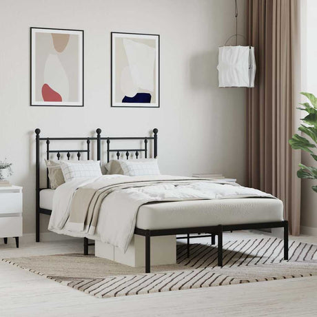 Vidaxl bedframe met hoofdbord metaal zwart 120x200 cm