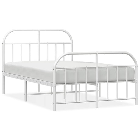 Vidaxl bedframe met hoofd- en voeteneinde metaal wit 120 x 190 cm