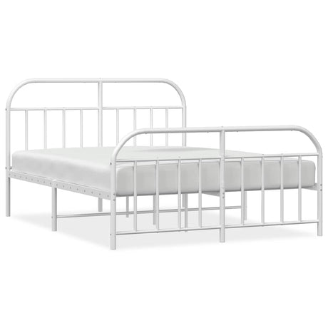 Vidaxl bedframe met hoofd- en voeteneinde metaal wit 140x200 cm