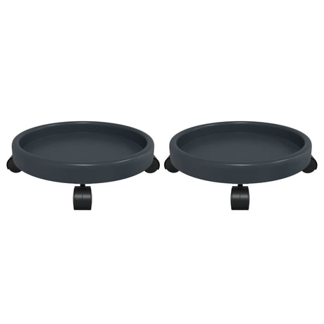 Vidaxl plantentrolleys 2 st met wielen ø34 cm 35 kg grijs