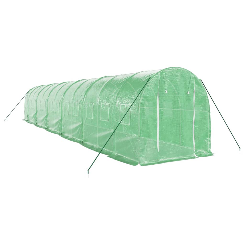 Vidaxl Garden Greenhouse med stålramme 24 m² 12x2x2 m grøn