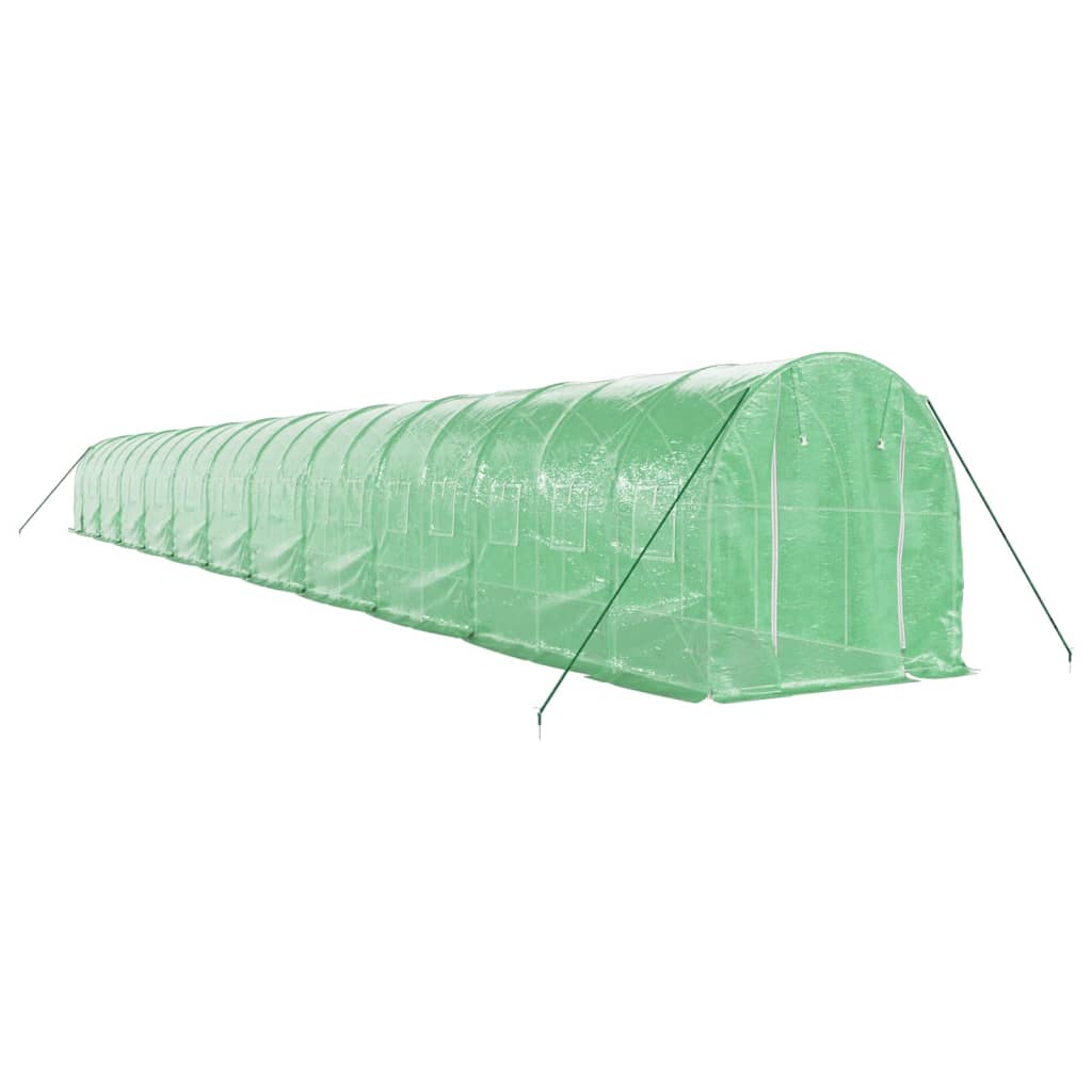 Vidaxl Garden drivhus med stålramme 44 m² 22x2x2 m grøn