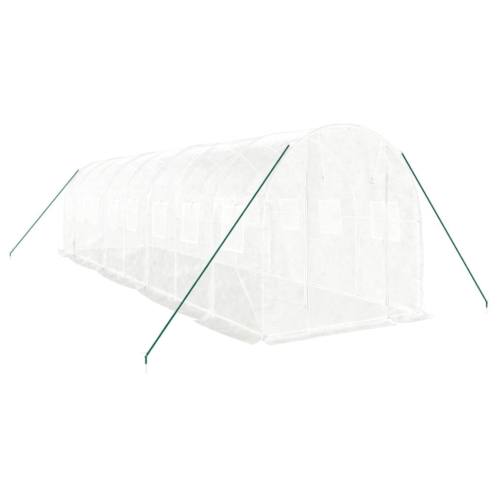 Vidaxl Garden drivhus med stålramme 16 m² 8x2x2 m hvid