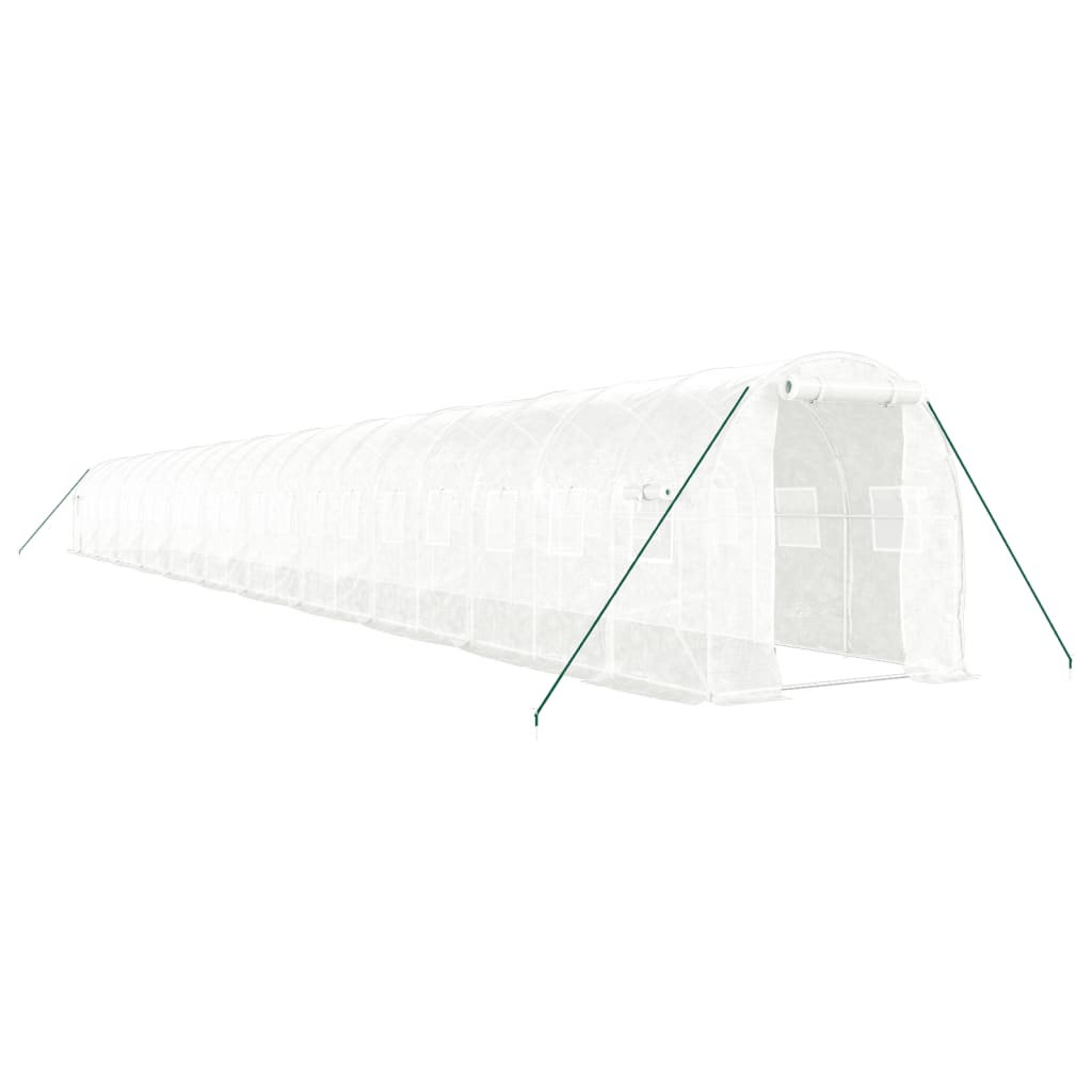 Vidaxl Garden drivhus med stålramme 44 m² 22x2x2 m hvid