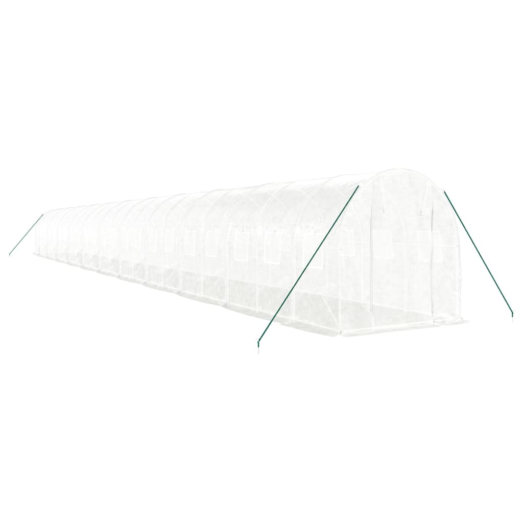 Vidaxl Garden drivhus med stålramme 44 m² 22x2x2 m hvid