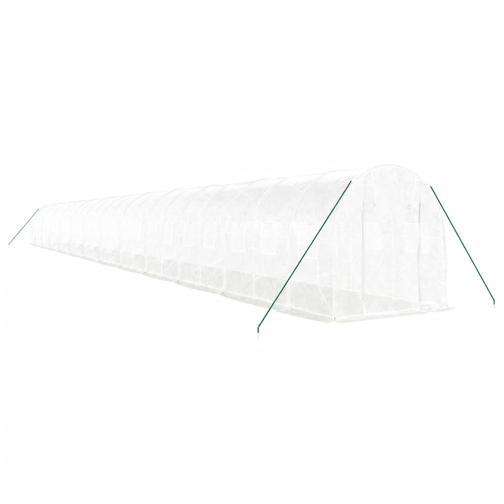 Vidaxl Garden drivhus med stålramme 48 m² 24x2x2 m hvid