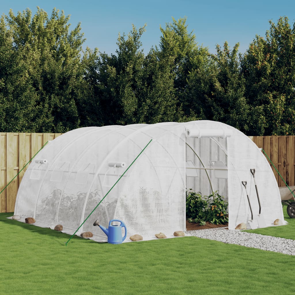 Vidaxxl drivhus med stålramme hvid 16 m² 4x4x2 m