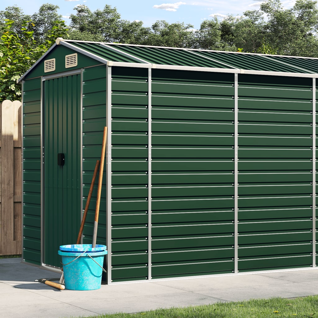 Vidaxl Garden Shed 191x470x198 cm Galvaniseret stålgrøn