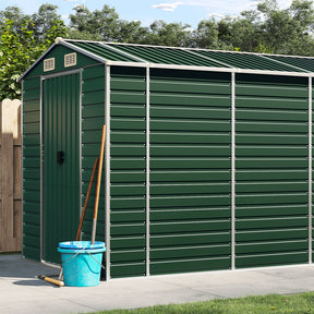 Vidaxl Garden Shed 191x470x198 cm Galvaniseret stålgrøn