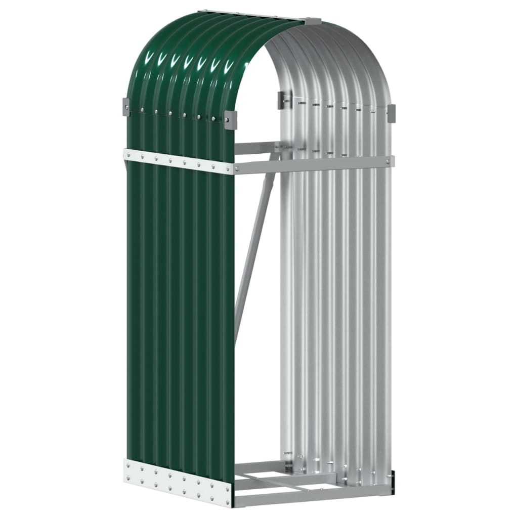 Vidaxx brændeopbevaring 40x45x100 cm galvaniseret stålgrøn