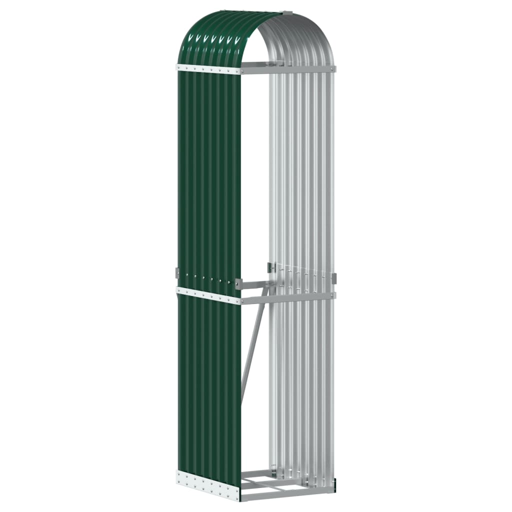 Vidaxx brændeopbevaring 40x45x170 cm galvaniseret stålgrøn