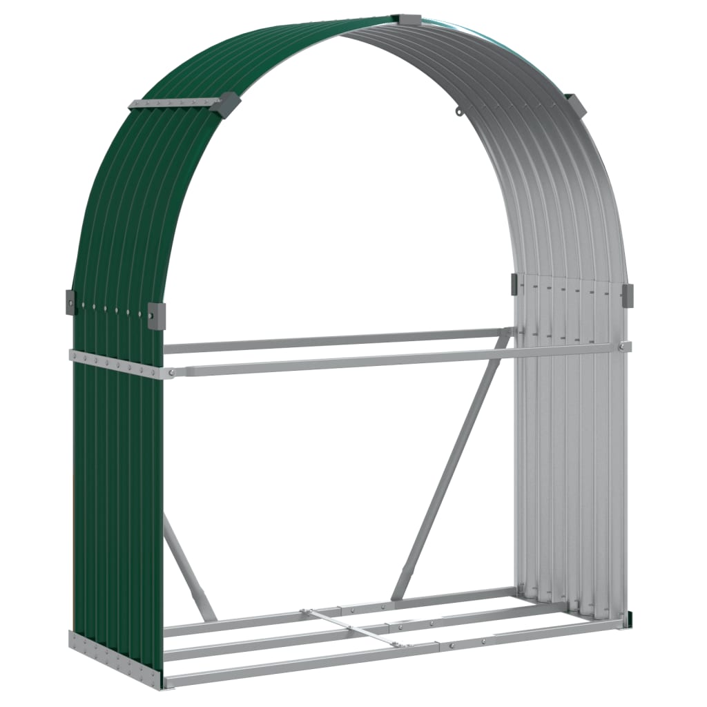 Vidaxx brændeopbevaring 120x45x140 cm galvaniseret stålgrøn