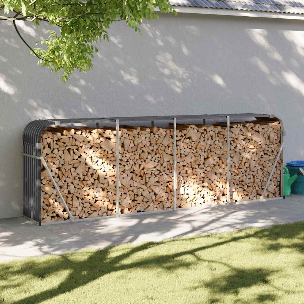 Vidaxx brændeopbevaring 300x45x100 cm galvaniseret stål antracit