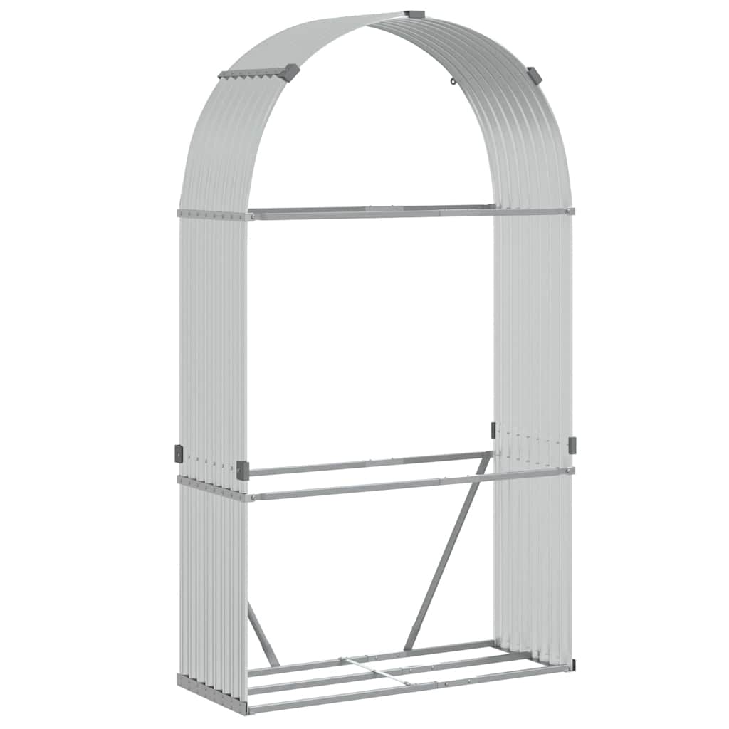 Vidaxx brændeopbevaring 120x45x210 cm galvaniseret stål sølvfarve