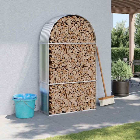 Vidaxx brændeopbevaring 120x45x210 cm galvaniseret stål sølvfarve