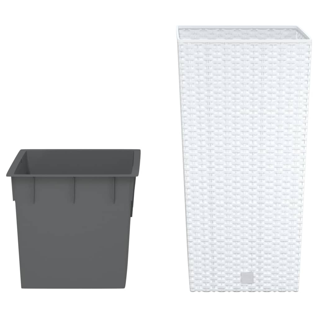 Vidaxl Planter med aftagelig bakke rotting se 11 26,5 l pp hvid