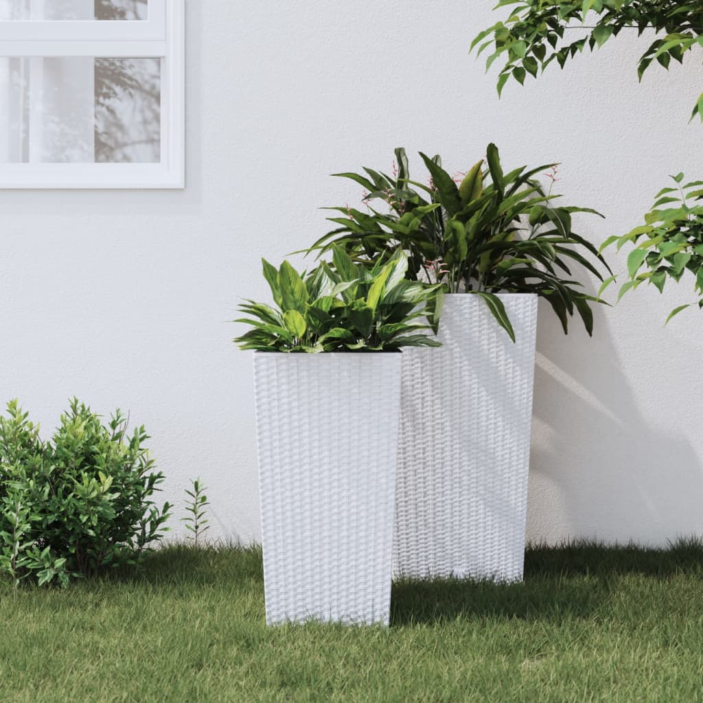 Vidaxl Planter med aftagelig bakke rotting se 11 26,5 l pp hvid