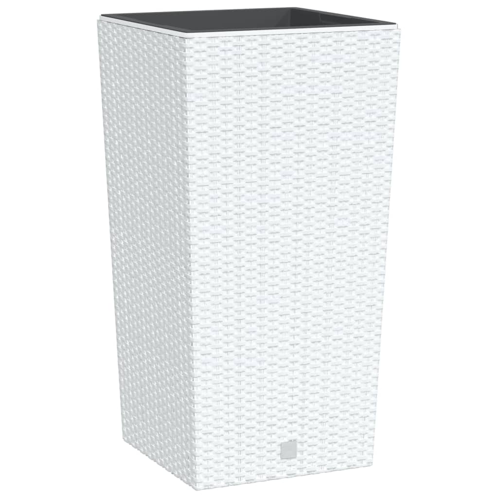 Vidaxl Planter med aftagelig bakke rotting look 21 49 l pp hvid