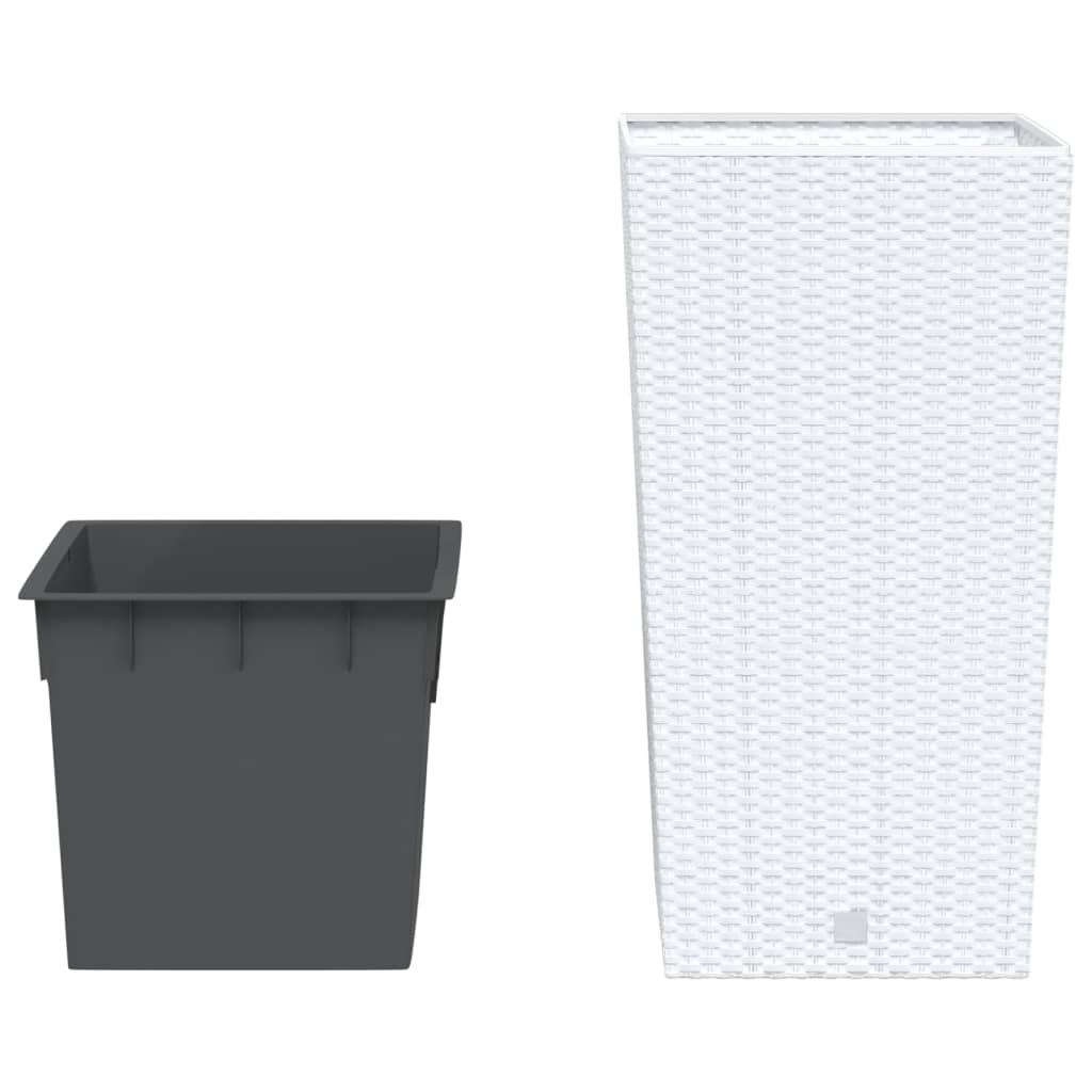 Vidaxl Planter med aftagelig bakke rotting look 21 49 l pp hvid