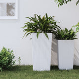 Vidaxl Planter med aftagelig bakke rotting look 21 49 l pp hvid