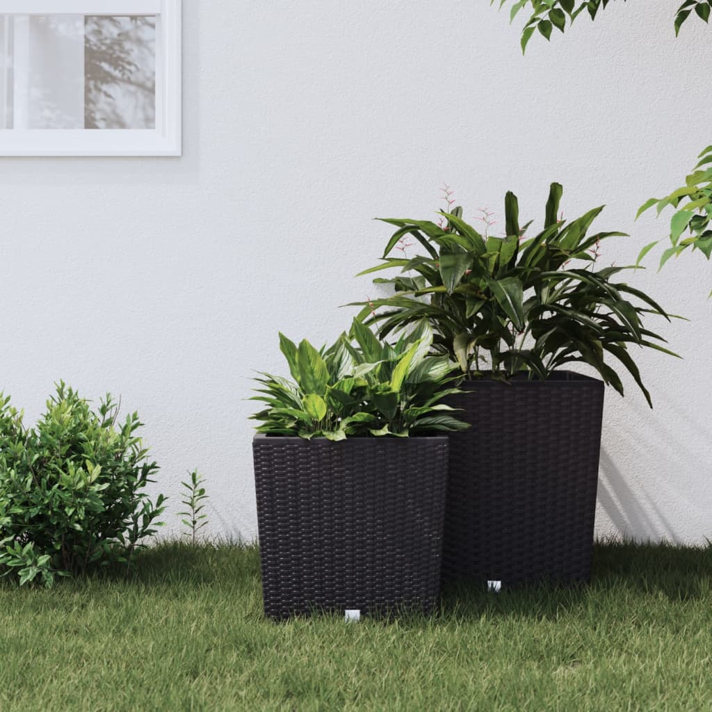 Vidaxxl planter med aftagelig bakke rotting look 21 32 l pp anthracit
