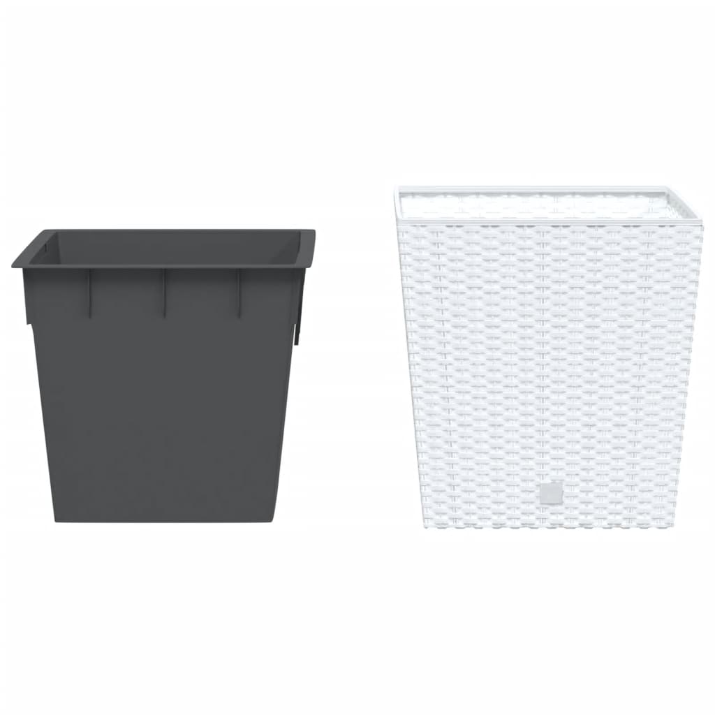 Vidaxxl planter med aftagelig bakke rotting look 21 32 l pp hvid