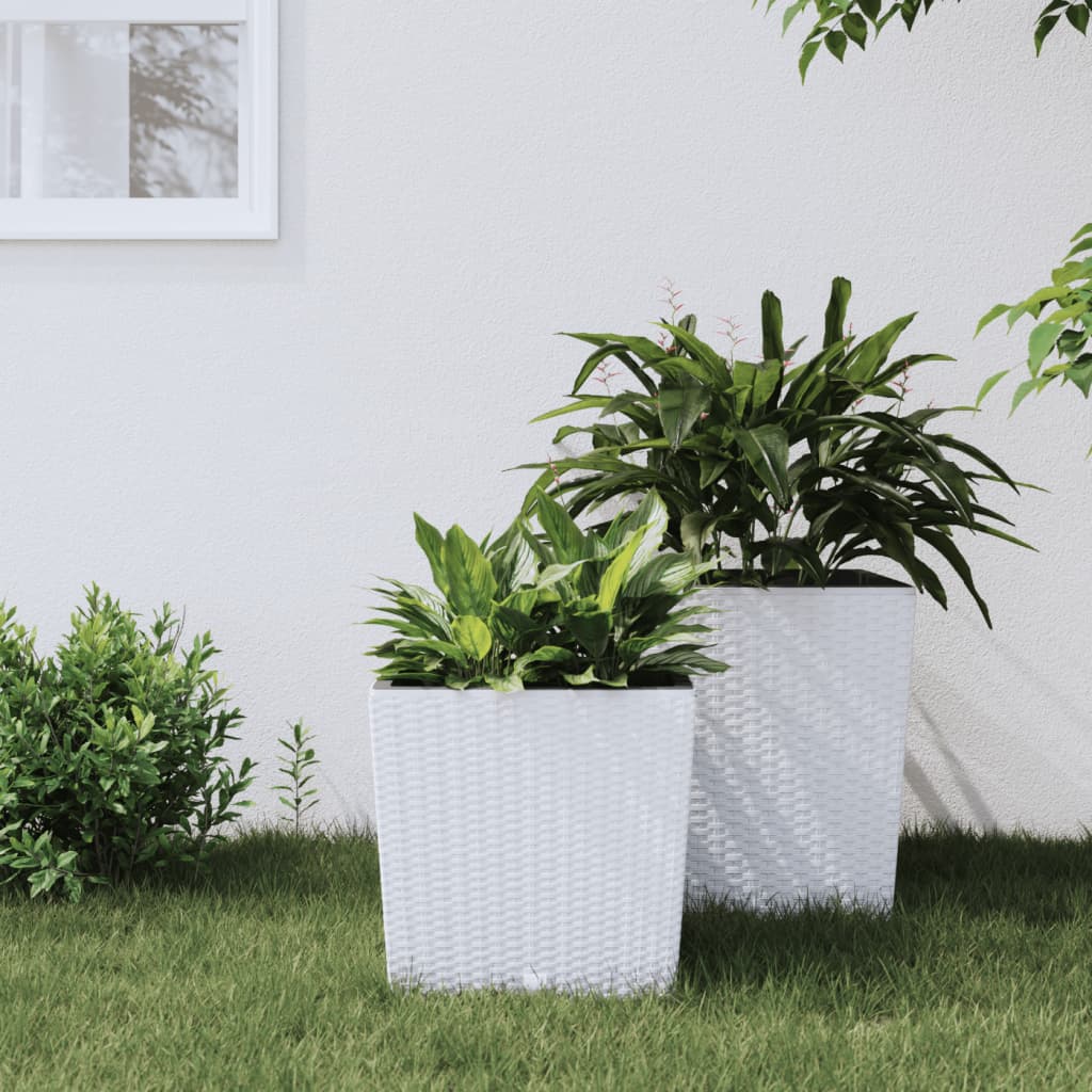 Vidaxxl planter med aftagelig bakke rotting look 21 32 l pp hvid