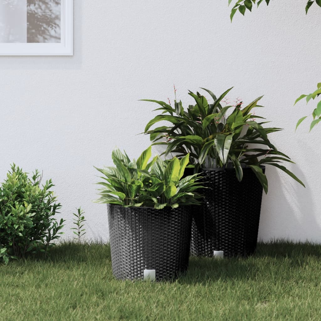 Vidaxl Planter Fjernelig container Rattan Look 15 15.3 L PP Anthracite