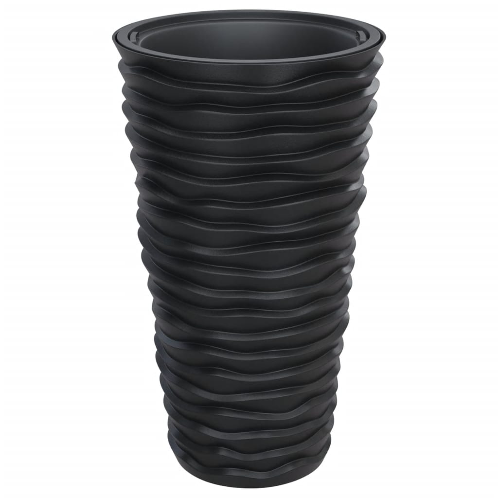Vidaxl Planter med aftagelig bakke ribbet 8 22 L PP Anthracite