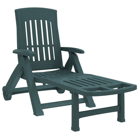 Vidaxl ligbed met wielen inklapbaar pp groen