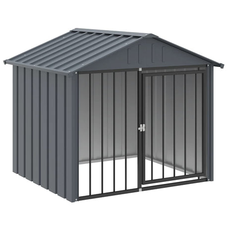 Vidaxxl Doghouse med tag 117x103x102 cm galvaniseret stål sort