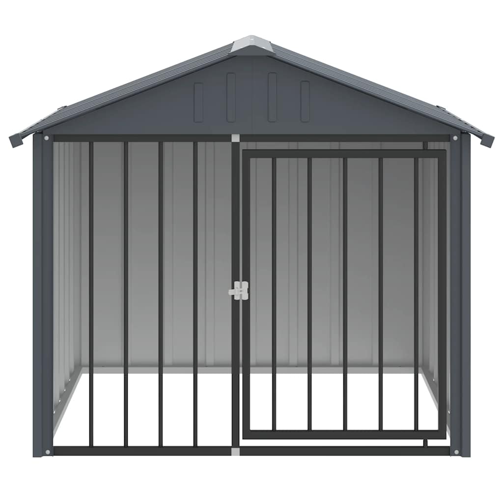 Vidaxxl Doghouse med tag 117x103x102 cm galvaniseret stål sort