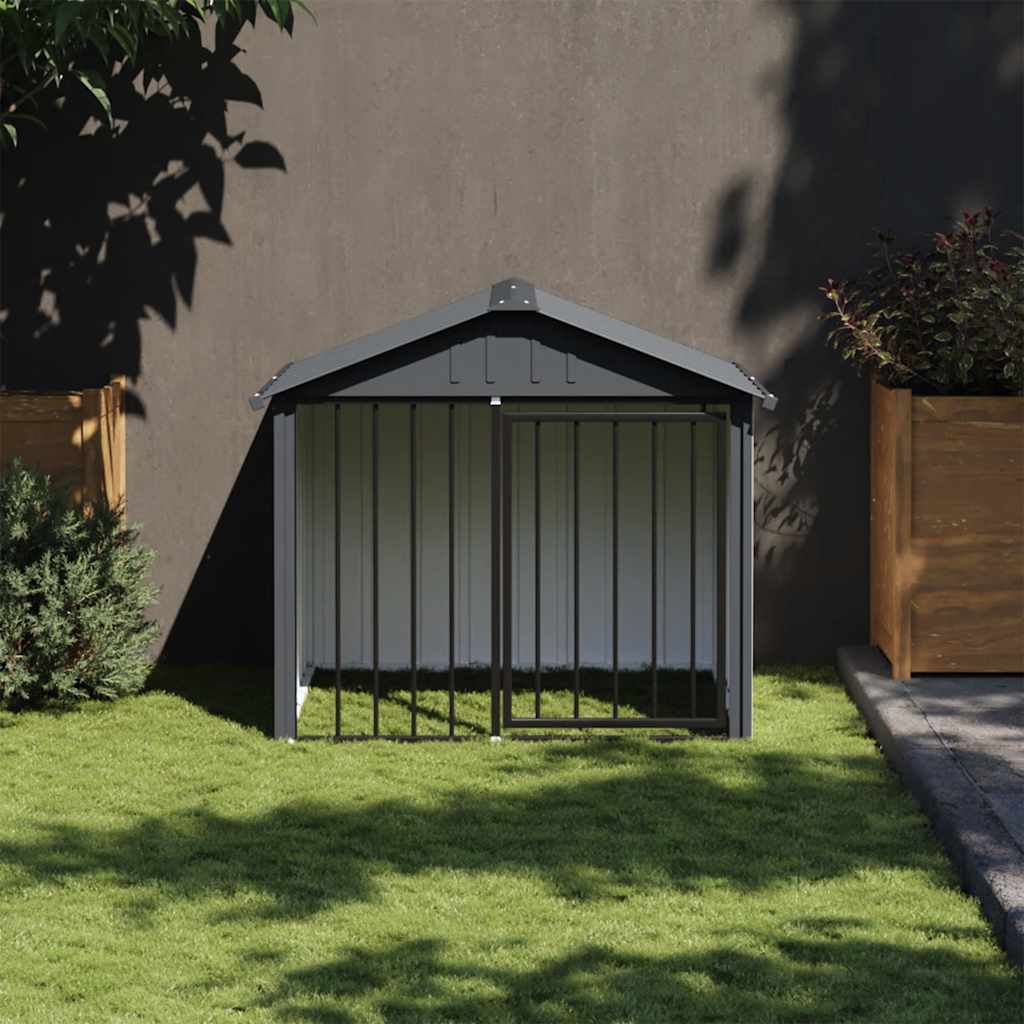 Vidaxxl Doghouse med tag 117x103x102 cm galvaniseret stål sort