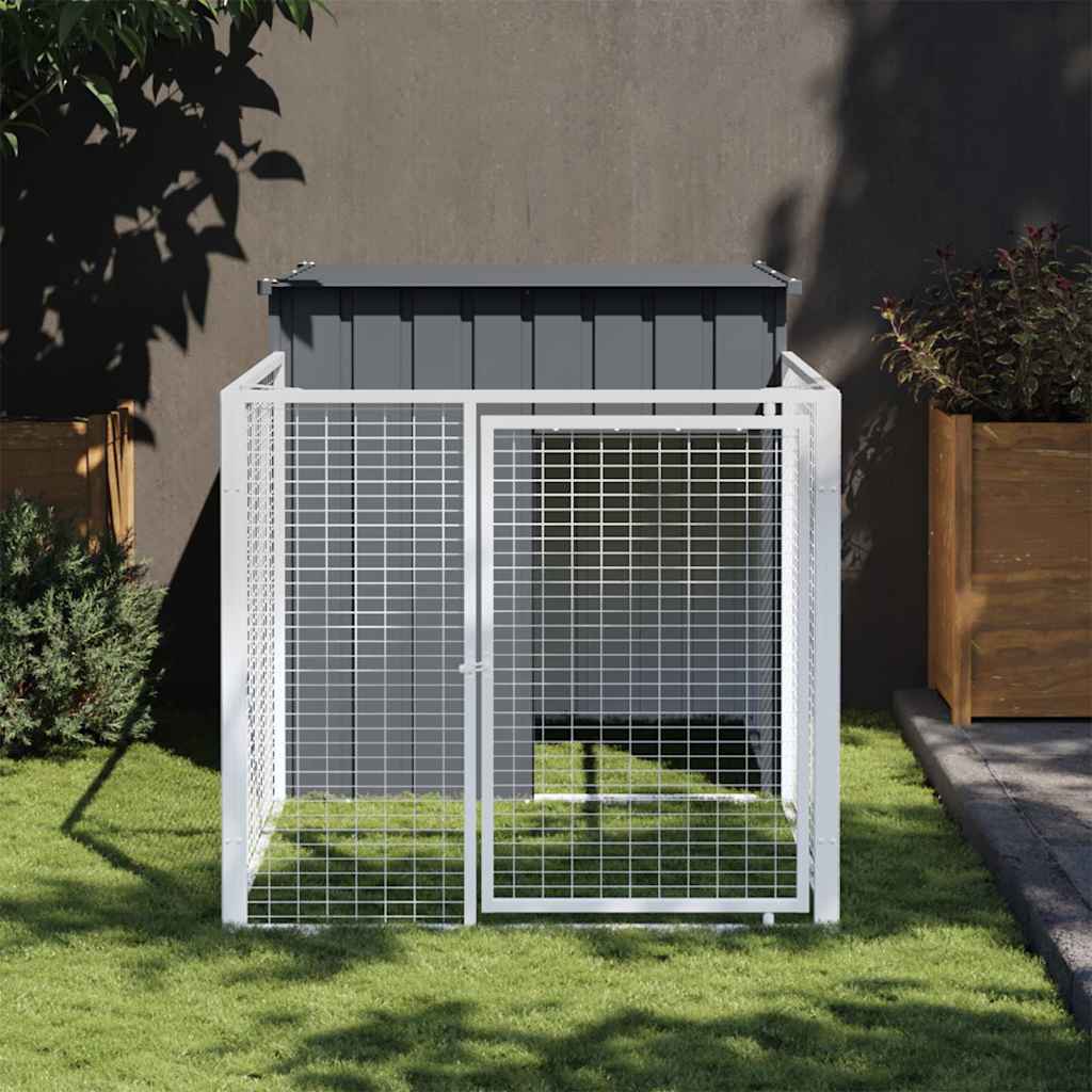 Vidaxxl Doghouse med tag 110x201x110 cm galvaniseret stål antracit