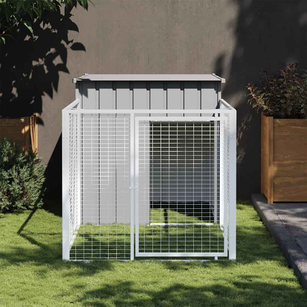 Vidaxxl hundehus med run lysegrå 110x201x110 cm galvaniseret stål