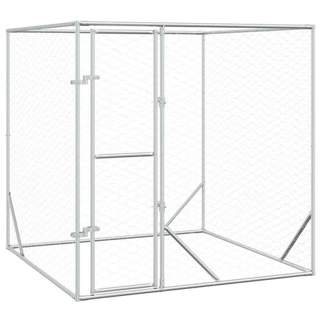 VIDAXXL Udendørs hund Kennel 2x2x2 M Galvaniseret stålsølv