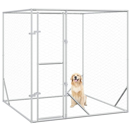 VIDAXXL Udendørs hund Kennel 2x2x2 M Galvaniseret stålsølv